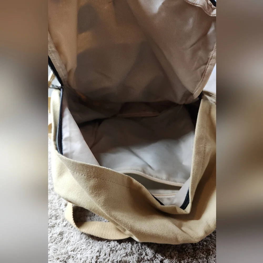 BAIYIRONG BACKPACK Tan Canvas Multipocket Backpack With Straps